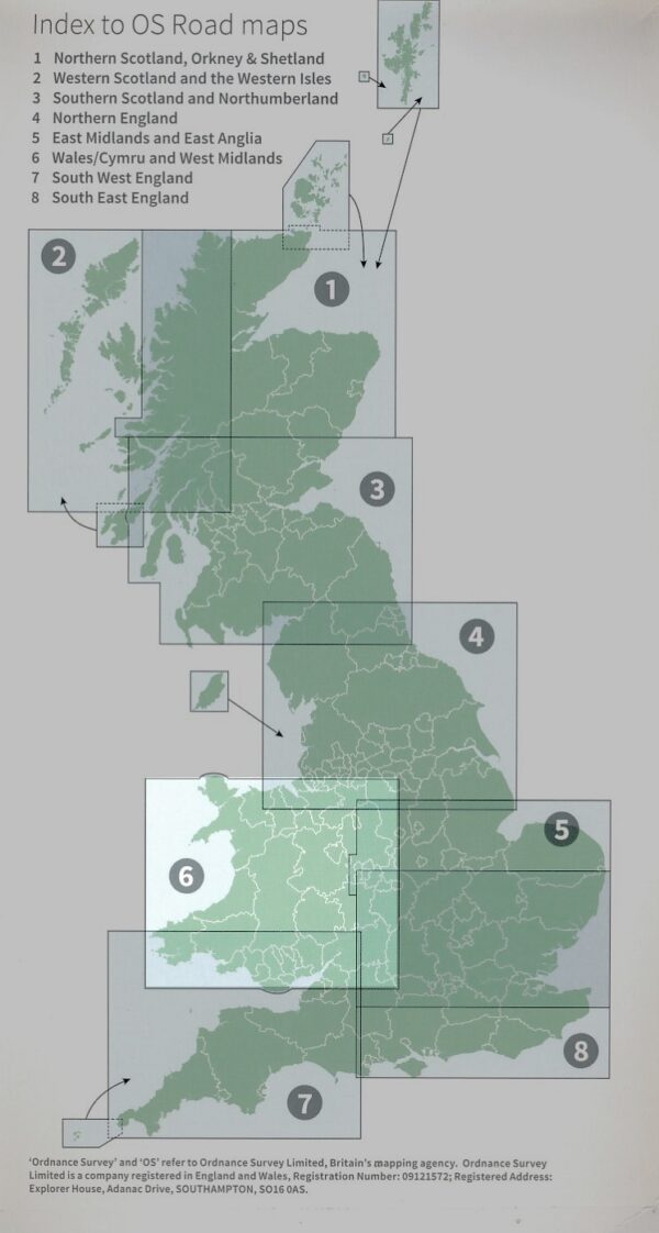 RM-6  Wales & West-Midlands, wegenkaart 9780319263785  Ordnance Survey Road Map 1:250.000  Landkaarten en wegenkaarten Wales
