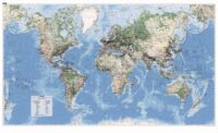 [16] Wereld Natuurkundig 1:23.000.000 PAPIER 9783259940051  Kümmerly & Frey   Wandkaarten Wereld als geheel