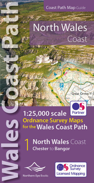 wandelkaart North Wales Coast Path 1:25.000 9781908632586  Northern Eye Books   Meerdaagse wandelroutes, Wandelkaarten Noord-Wales, Anglesey, Snowdonia