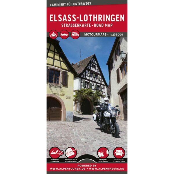 motortourkaart Elzas-Lotharingen 1:275.000 MoTourMap 9783939997627  Motourmedia MoTourMaps  Landkaarten en wegenkaarten, Motorsport Lotharingen, Nancy, Metz, Vogezen