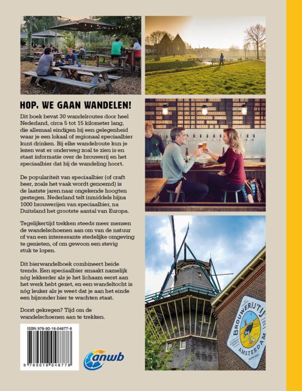 Het grote Nederlandse Bierwandelboek | wandelgids 9789018048778 Guido Derksen ANWB   Wandelgidsen, Wijnreisgidsen Nederland