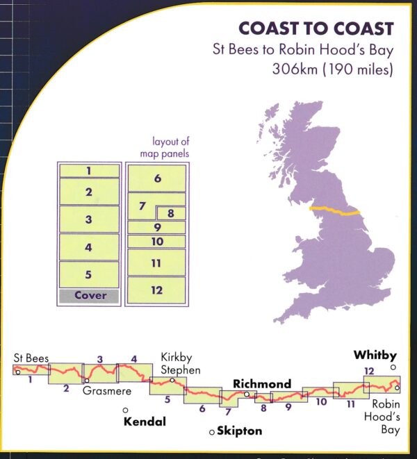 Coast to Coast wandelkaart 1:40.000 9781851376186  Harvey Maps   Wandelkaarten Noordoost-Engeland, Noordwest-Engeland