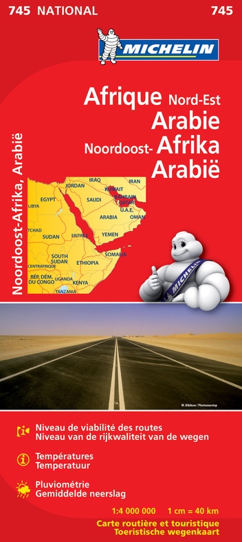 Michelin wegenkaart 745 Afrika,Noord,Oost-, 1:4.000.000 9782067172425  Michelin   Landkaarten en wegenkaarten Afrika