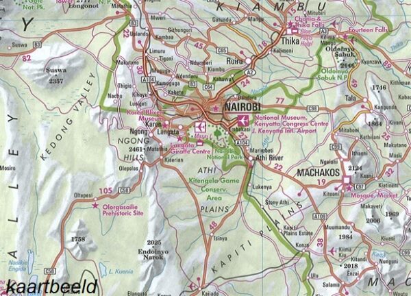 Kenya | wegenkaart - overzichtskaart 1:1.100.000 9783865746993  Nelles Nelles Maps  Landkaarten en wegenkaarten Kenia