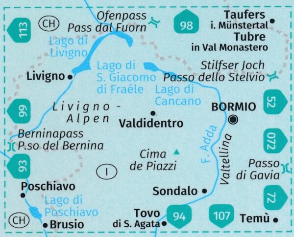 Kompass wandelkaart KP-96 Bormio, Livigno, Alta Valtellina 9783991214922  Kompass Wandelkaarten Kompass Zuid-Tirol, Dolomieten  Wandelkaarten Zuid-Tirol, Dolomieten