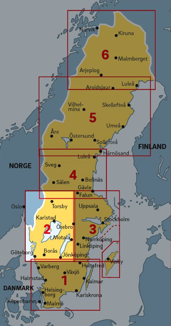 SE-2  Västra Svealand 1:250.000 9789189427068  Kartförlaget - Lantmäteriet Bil- och Turistkarta  Landkaarten en wegenkaarten Zuid-Zweden