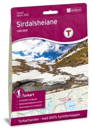DNT-2543  Sirdalsheiane | topografische wandelkaart 1:50.000 7046660025437  Nordeca Turkart Norge 1:50.000  Wandelkaarten Zuid-Noorwegen