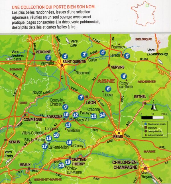 CHA-121  L'Aisne wandelgids 9782844665171  Chamina Guides de randonnées  Wandelgidsen Picardie, Nord