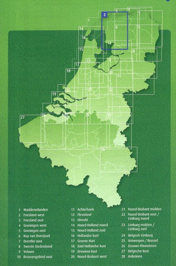 AFK-02 Friesland west ANWB fietskaart 1:100.000 9789018046750  ANWB Fietsknooppunten 1:100.000  Fietskaarten Friesland