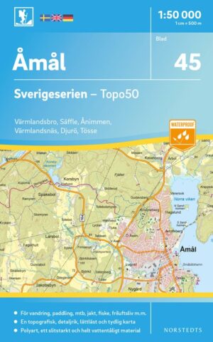 SE.T50.045  topografische wandelkaart Amal (Åmål)1:50.000 9789113086088  Kartförlaget - Lantmäteriet Terrängkartan  Wandelkaarten Zuid-Zweden