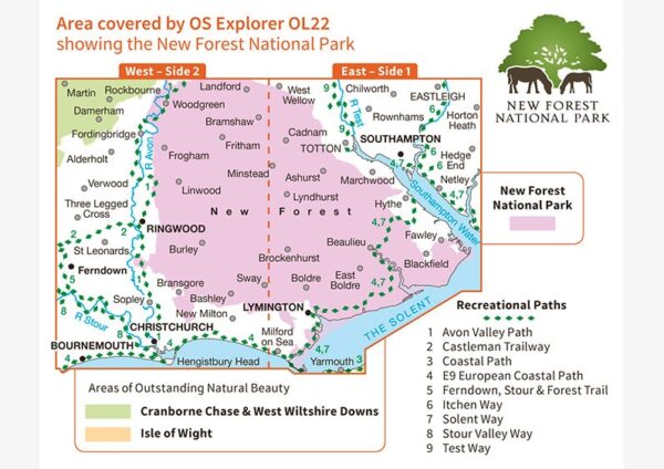 EXP-022  New Forest | wandelkaart 1:25.000 9780319263921  Ordnance Survey Explorer Maps 1:25t.  Wandelkaarten Zuidoost-Engeland