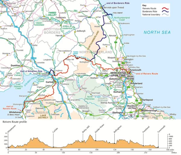 Reivers Cycle Route | fietsgids 9781852849108  Cicerone Press   Fietsgidsen, Meerdaagse fietsvakanties Noordoost-Engeland, Noordwest-Engeland