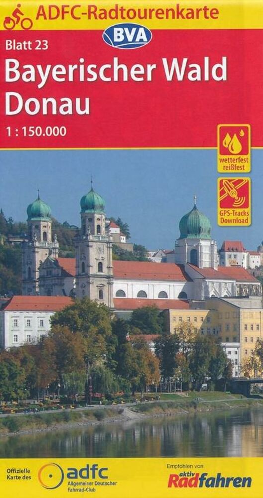 ADFC-23 Bayerischer Wald/Donau | fietskaart 1:150.000 9783870739751  ADFC / BVA Radtourenkarten 1:150.000  Fietskaarten Beierse Woud, Regensburg, Passau