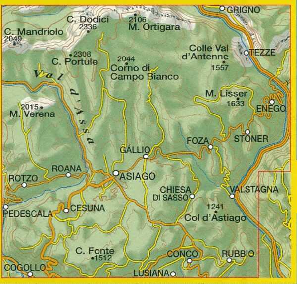 TAB-050  Altopiano dei Sette Comuni | Tabacco wandelkaart 9788883151255  Tabacco Tabacco 1:25.000  Wandelkaarten Zuid-Tirol, Dolomieten