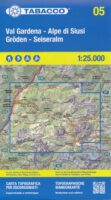TAB-005  Val Gardena / Seiser Alm | Tabacco wandelkaart TAB-05 9788883151521  Tabacco Tabacco 1:25.000  Wandelkaarten Zuid-Tirol, Dolomieten