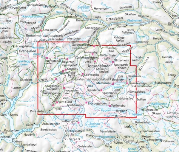 CAL-081  Jotunheimen wandelkaart 1:50.000 9789188779625  Calazo Calazo Noorwegen midden  Wandelkaarten Midden-Noorwegen