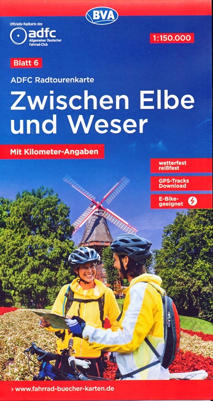 ADFC-06  Zwischen Elbe und Weser | fietskaart 1:150.000 9783969901113  ADFC / BVA Radtourenkarten 1:150.000  Fietskaarten Bremen, Ems, Weser, Hannover & overig Niedersachsen