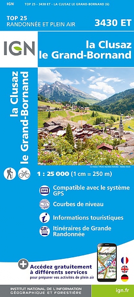 wandelkaart 3430ET La Clusaz, le Grand-Bornand 1:25.000 9782758552291  IGN IGN 25 Franse Alpen/ Nrd.helft  Wandelkaarten Mont Blanc, Chamonix, Haute-Savoie