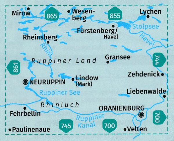 Kompass wandelkaart KP-743 Rheinsberger Seengebiet, Ruppiner Land 9783991214403  Kompass Wandelkaarten Kompass Brandenburg / S.Anhalt  Wandelkaarten Brandenburg & Sachsen-Anhalt