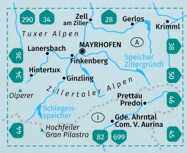 wandelkaart KP-37  Zillertaler Alpen, Tuxer Alpen | Kompass 9783991215981  Kompass Wandelkaarten Kompass Oostenrijk  Wandelkaarten Tirol