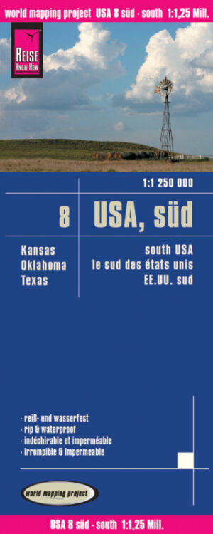 USA-08 South landkaart, wegenkaart 1:1.250.000 9783831772094  Reise Know-How Verlag WMP, World Mapping Project  Landkaarten en wegenkaarten Centrale VS – Zuid (Texas)