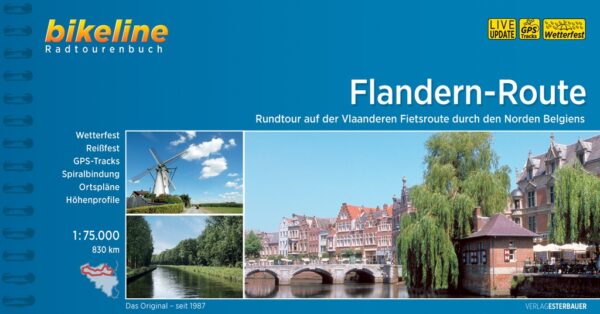 Bikeline Flandern-Route (Vlaanderenfietsroute) | fietsgids 9783850009249  Esterbauer Bikeline  Fietsgidsen, Meerdaagse fietsvakanties Vlaanderen & Brussel