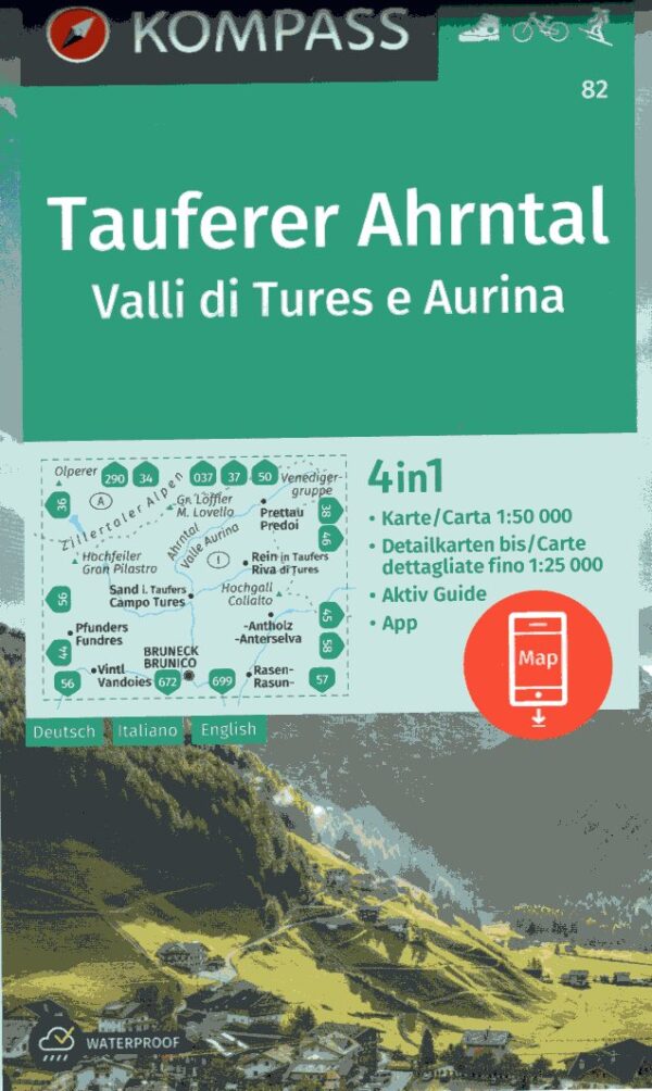 Kompass wandelkaart KP-82 Tauferer-Ahrntal 1:50.000 9783991215943  Kompass Wandelkaarten Kompass Zuid-Tirol, Dolomieten  Wandelkaarten Zuid-Tirol, Dolomieten