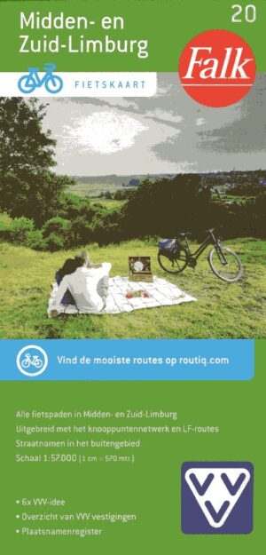 FFK-20  Midden- en Zuid-Limburg | VVV fietskaart 1:57.000 9789028705067  Falk Fietskaarten met Knooppunten  Fietskaarten Maastricht en Zuid-Limburg