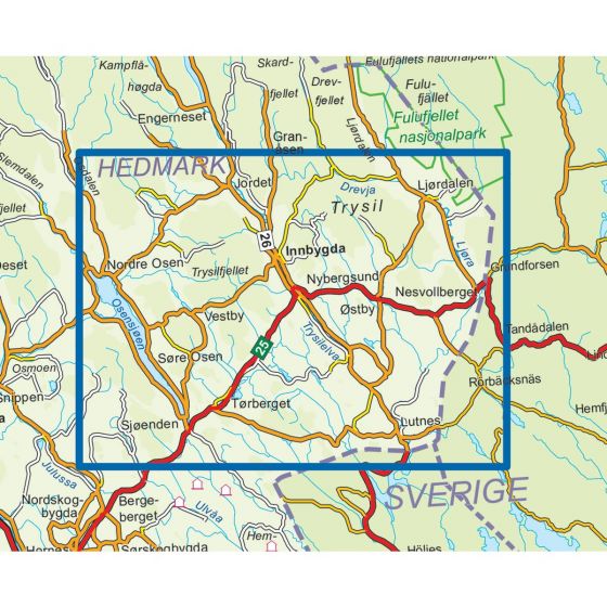 NO-3042 Trysil sør | topografische wandelkaart 1:50.000 7046660030424  Nordeca Topo 3000  Wandelkaarten Midden-Noorwegen