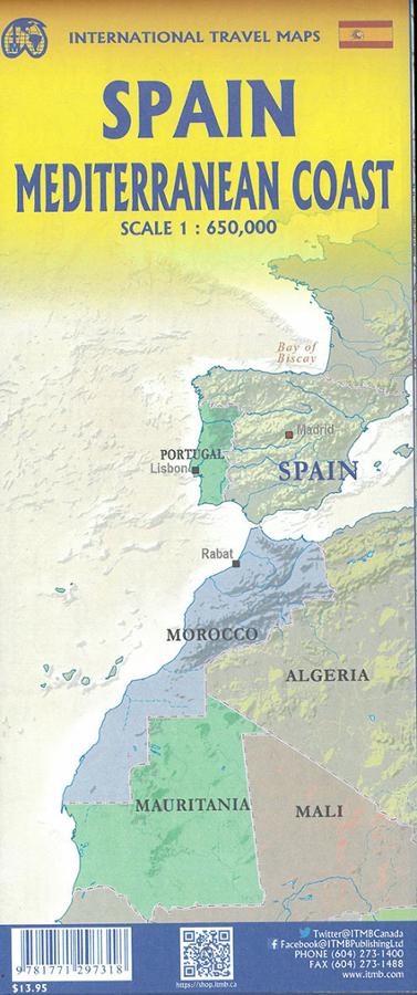 Spaanse Middellandse Zeekust | wegenkaart - overzichtskaart  1:650.000 9781771297318  ITM   Landkaarten en wegenkaarten Oost-Spanje