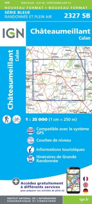 wandelkaart 2327-SB Châteaumeillant/Culan 1:25.000 9782758548546  IGN IGN 25 Auvergne / Cher  Wandelkaarten Auvergne