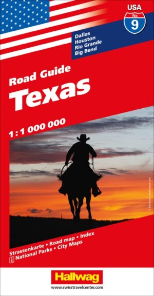 USA-09  Texas 1:1.000.000 9783828309906  Hallwag USA Road Guides  Landkaarten en wegenkaarten Centrale VS – Zuid (Texas)