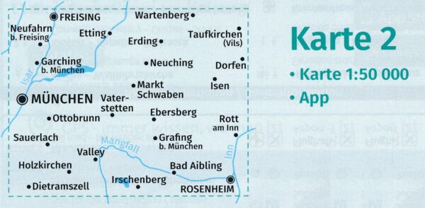 Kompass wandelkaart KP-184  München u. Umg. 9783991216407  Kompass Wandelkaarten Kompass Oberbayern  Wandelkaarten München en omgeving