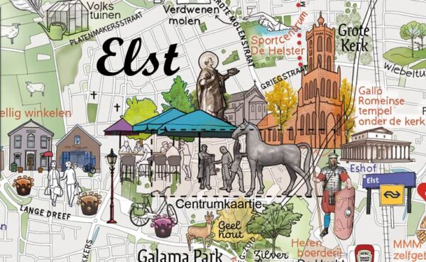 Elst Belevingskaart 9789083070230  Marieke van Doorn   Stadsplattegronden Nijmegen en het Rivierengebied