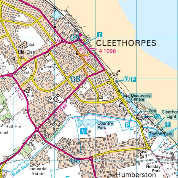 LR-113  Grimsby, Louth + Market Rasen | topografische wandelkaart 9780319262115  Ordnance Survey Landranger Maps 1:50.000  Wandelkaarten Oost-Engeland