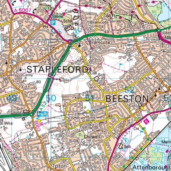 LR-129  Nottingham + Loughborough, Melton Mowbray | topografische wandelkaart 9780319262276  Ordnance Survey Landranger Maps 1:50.000  Wandelkaarten Midlands, Cotswolds