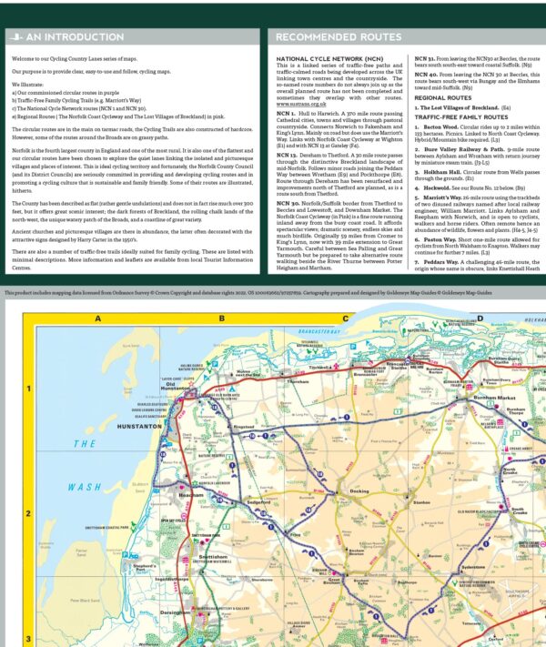 fietskaart Norfolk Cycling Map 1:126.000 9781859652923  Goldeneye CyclistsMap 1:126000  Fietskaarten Oost-Engeland