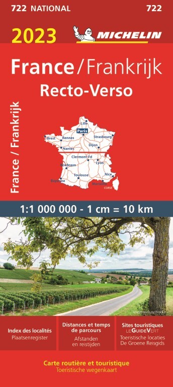 722 Frankrijk recto-verso 1:1m. 2023 9782067258242  Michelin Michelinkaarten Jaaredities  Landkaarten en wegenkaarten Frankrijk