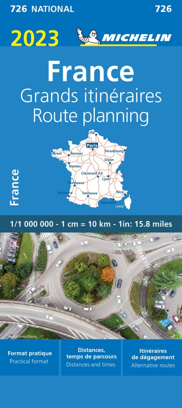 726 Grands Itinéraires France 1:1.000.000 2023 9782067258259  Michelin Michelinkaarten Jaaredities  Landkaarten en wegenkaarten Frankrijk