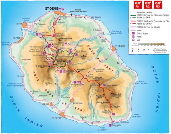 TG-974 l'Île de la Réunion | wandelgids GR-R1, R2 en R3 9782751410796  FFRP topoguides à grande randonnée  Meerdaagse wandelroutes, Wandelgidsen Réunion