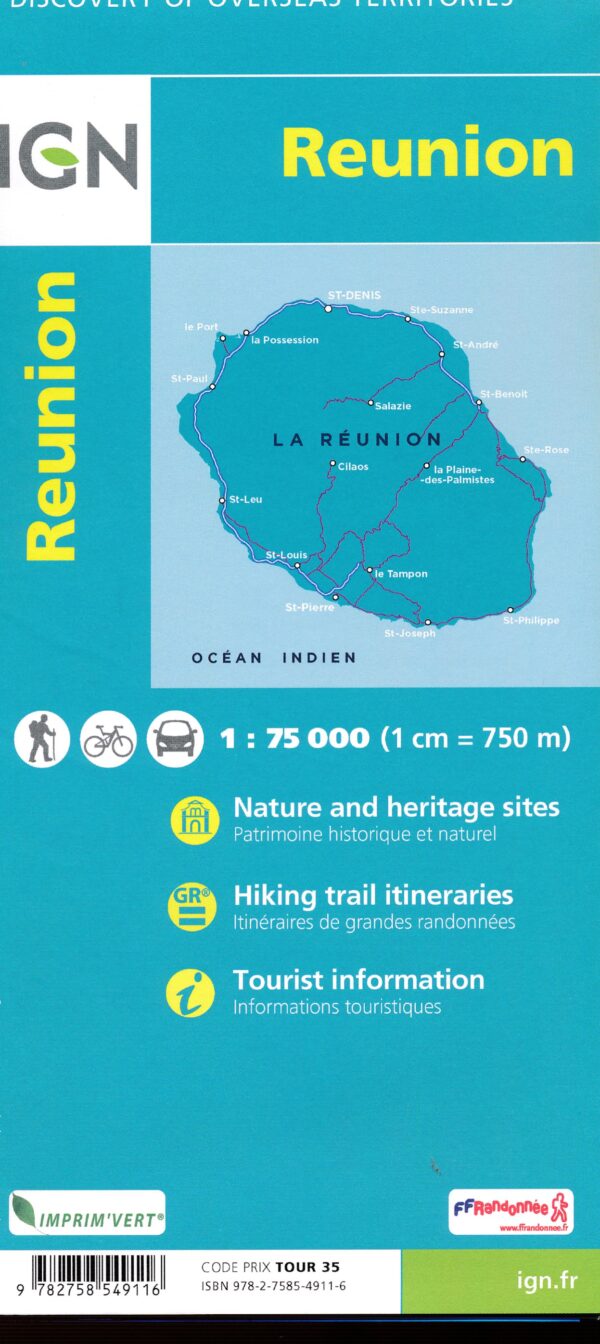 512 La Réunion 1:75.000 9782758549116  IGN   Landkaarten en wegenkaarten Réunion