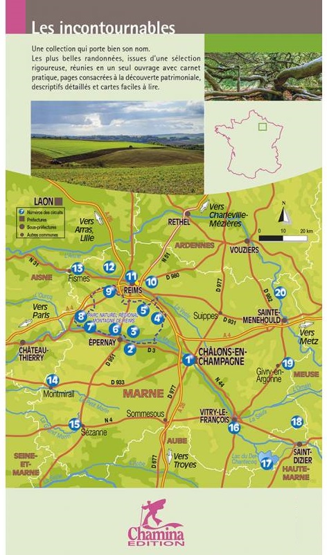 wandelgids département Marne, Montagne de Reims 9782844664471  Chamina Guides de randonnées  Vogelboeken, Wandelgidsen Champagne, Franse Ardennen