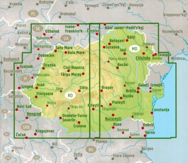Roemenie/Moldavie | autokaart, wegenkaart 1:500.000 9783707905717  Freytag & Berndt   Landkaarten en wegenkaarten Roemenië, Moldavië
