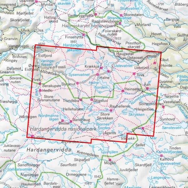 CAL-119  Hardangervidda Nord wandelkaart 1:50.000 9789189371521  Calazo Calazo Noorwegen zuid  Wandelkaarten Zuid-Noorwegen