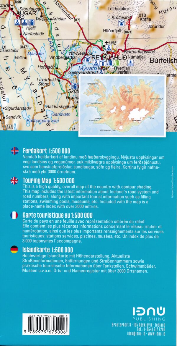 Ferdakort Island  1:500.000 9789979675006  Landmaelingar Islands   Landkaarten en wegenkaarten IJsland