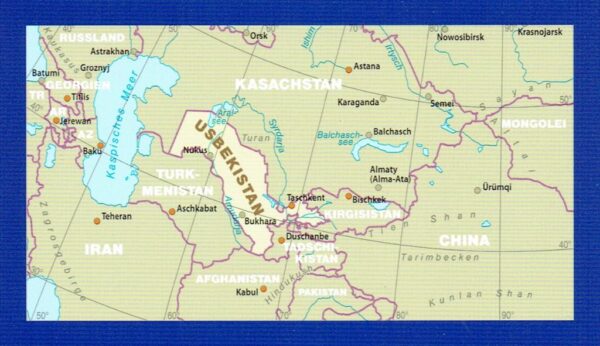 Uzbekistan (Oezbekistan) landkaart, wegenkaart 1:1.000.000 9783831772742  Reise Know-How Verlag WMP, World Mapping Project  Landkaarten en wegenkaarten Zijderoute (de landen van de)