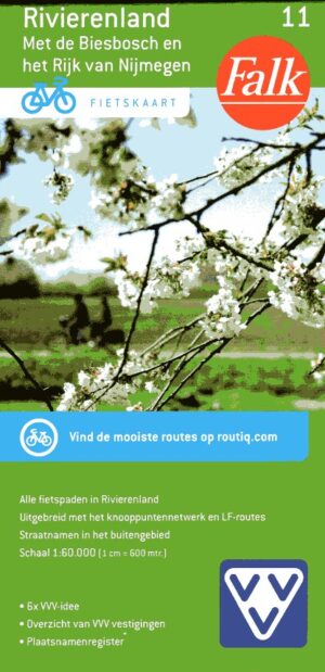 FFK-11  Rivierenland | VVV fietskaart 1:60.000 * 9789028705098  Falk Fietskaarten met Knooppunten  Fietskaarten Nijmegen en het Rivierengebied