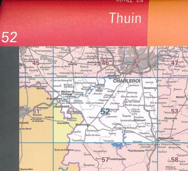 NGI-52  Thuin (topografische kaart 1:50.000) 9789462353992  NGI Belgie 1:50.000  Wandelkaarten Wallonië (Ardennen)