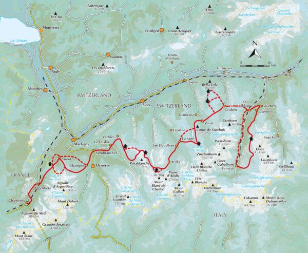 wandelgids Chamonix to Zermatt 9781786311382 Kev Reynolds Cicerone Press   Meerdaagse wandelroutes, Wandelgidsen Wallis