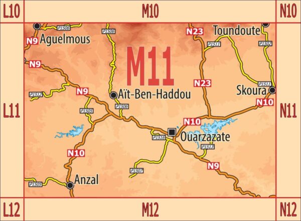M11 omgevingskaart Ouarzazate 1:150.000 9783931099312  Projekt Nord Marokko 1:120.000  Landkaarten en wegenkaarten Marokko